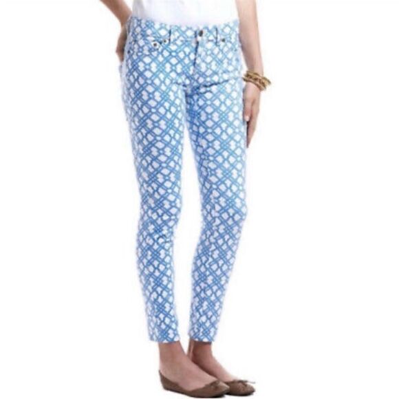 VINEYARD VINES Lattice Print Skinny Jeans in Color Frost Blue Size 8 NWT Casual - Picture 1 of 10